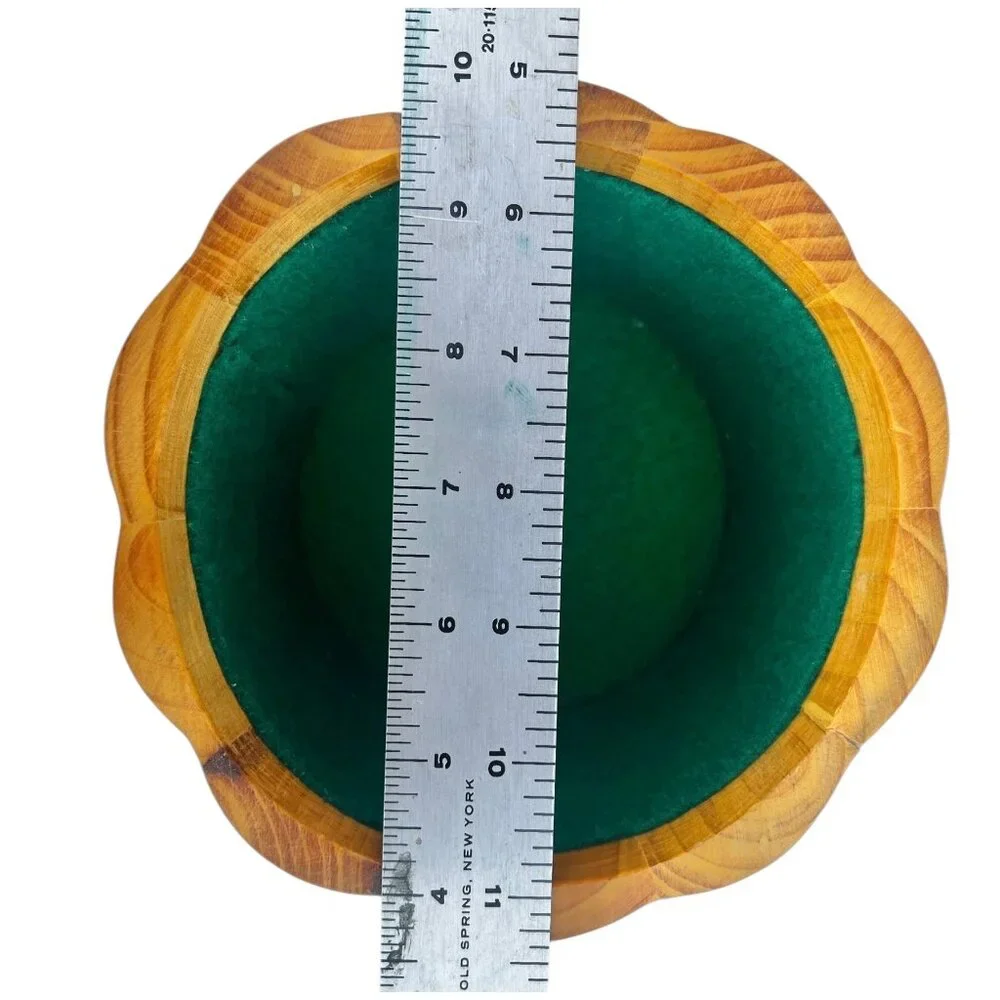 Don Bacigalup Handcrafted Wooden Lidded Bowl Felt Lining & Leaf Design Marked